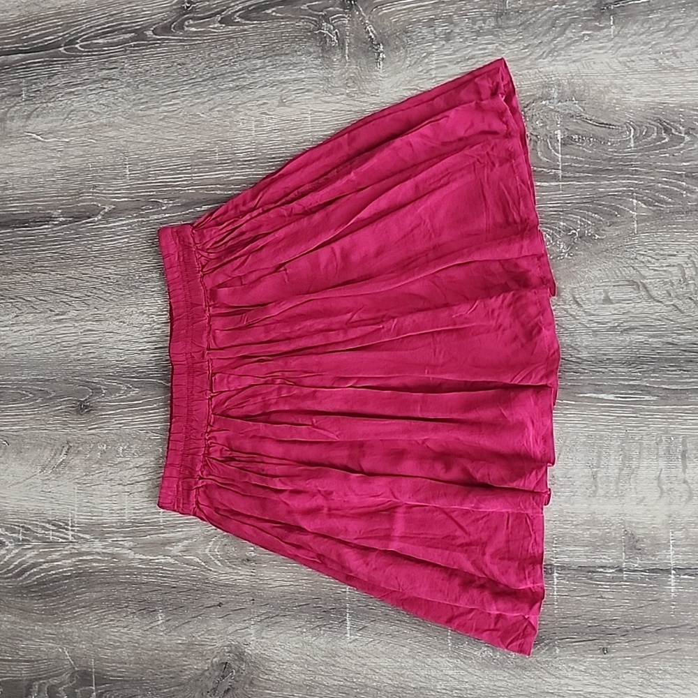 LORIMER NYC Raspberry Red Pleated Circle Skater Skirt